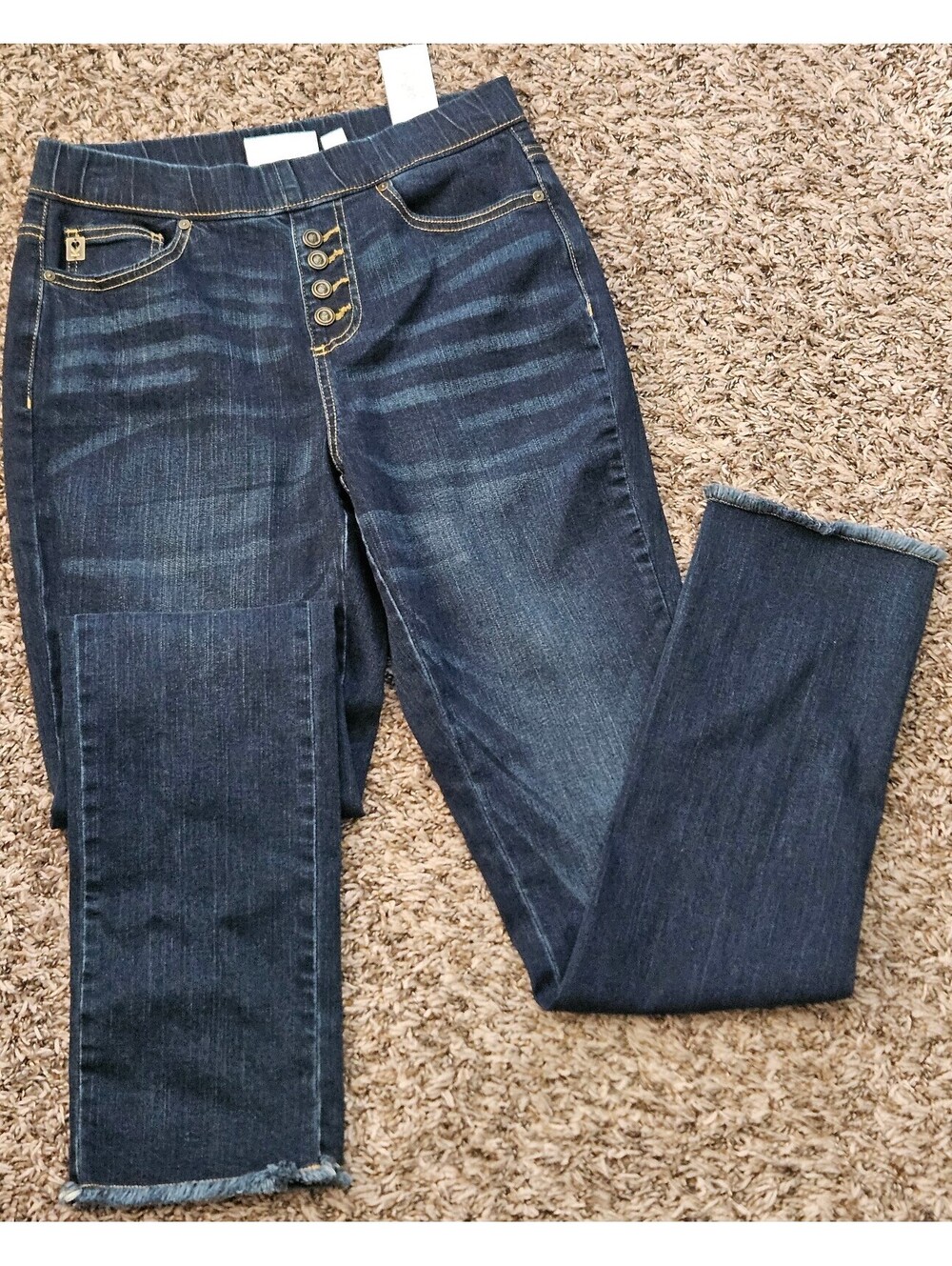 Y2k Blue Preppy Wash Pull-On Raw Hem Jeans Size 2